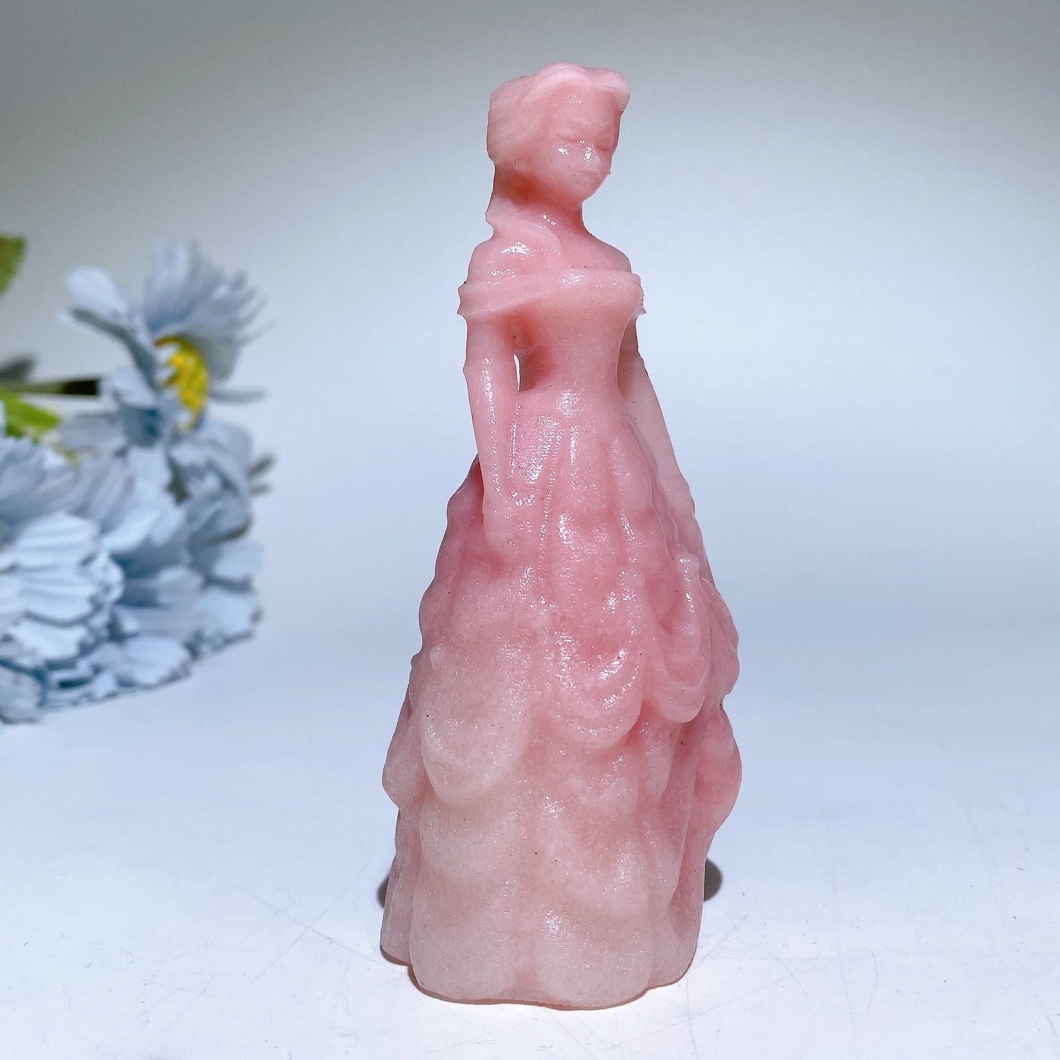 3.9 Inch Pink Opal Crystal Princess Figurine for Healing