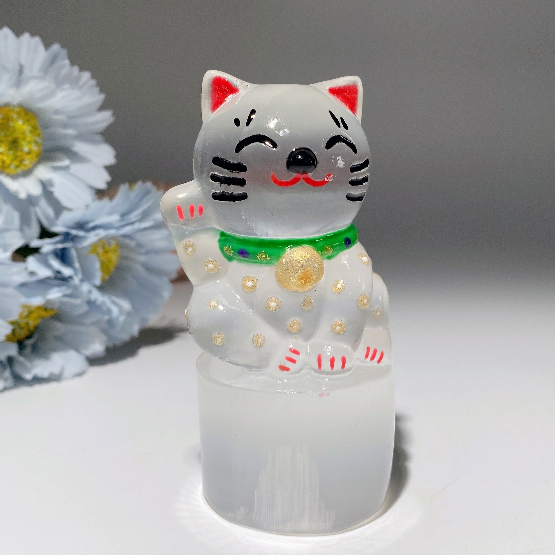 3.9-inch Selenite Hand-Painted Crystal Figurine Carvings