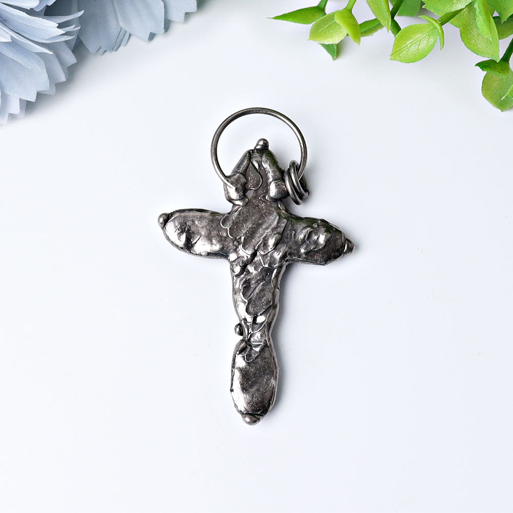 3 inch Black Obsidian Cross Pendant for Protection