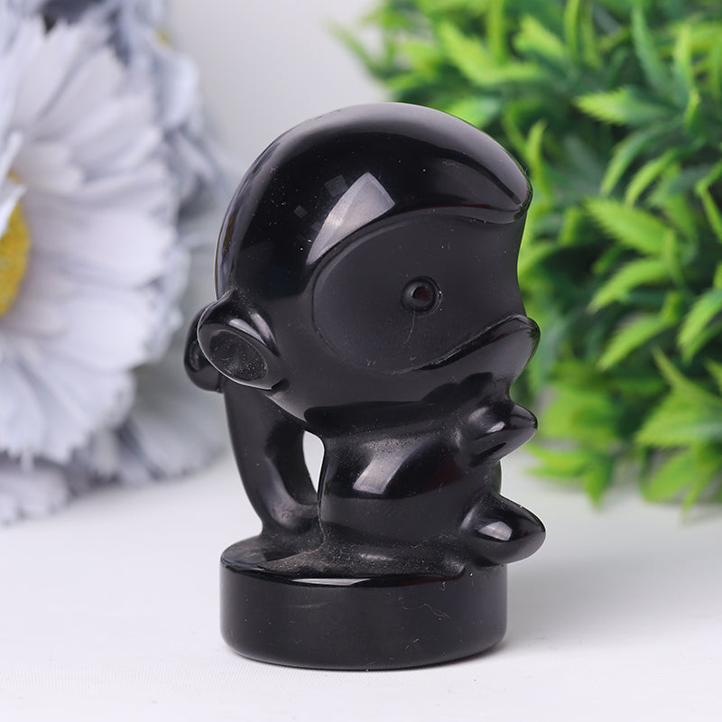 3-Inch Black Obsidian Crystal Figurine Carving