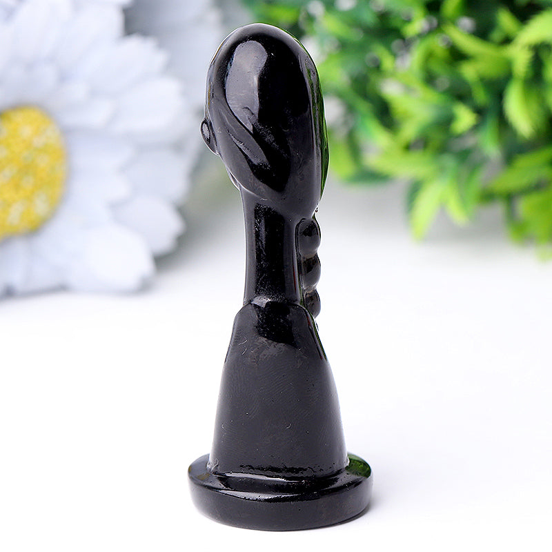 Figurine de prière en cristal d'obsidienne noire de 7,6 cm