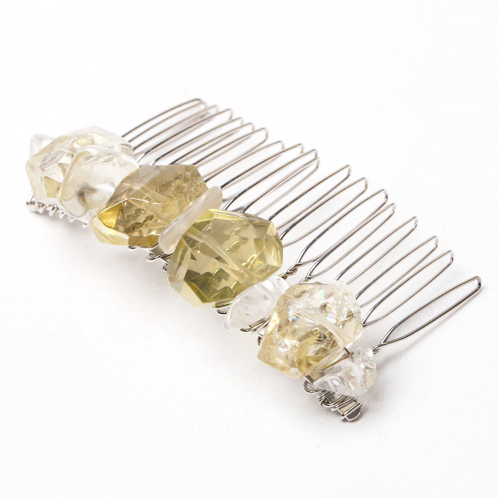 3-inch Citrine Crystal Crown Comb for Chakra Healing
