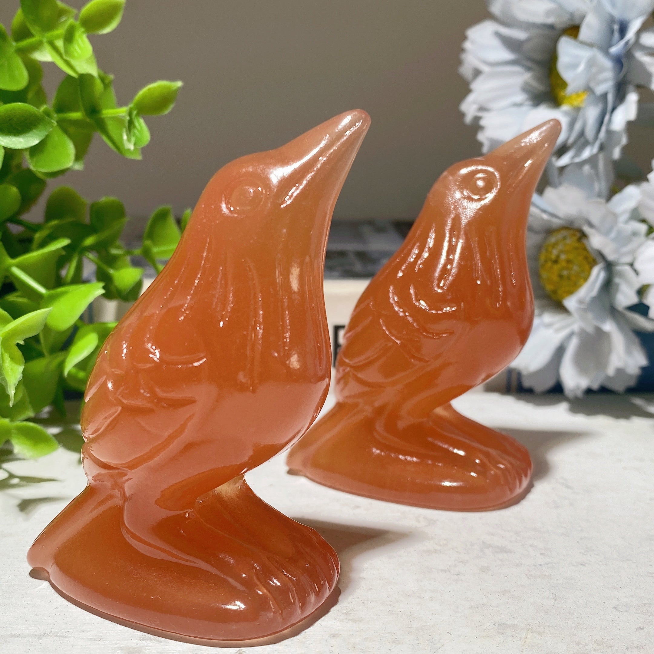3-Inch Honey Calcite Crow Crystal Animal Carving