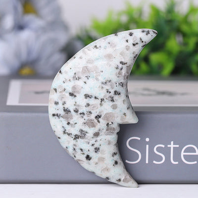 Figurine sculptée en cristal de lune Kiwi Jasper de 7,6 cm