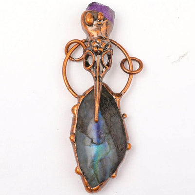 Pendentif en labradorite et améthyste de 7,6 cm pour la guérison spirituelle
