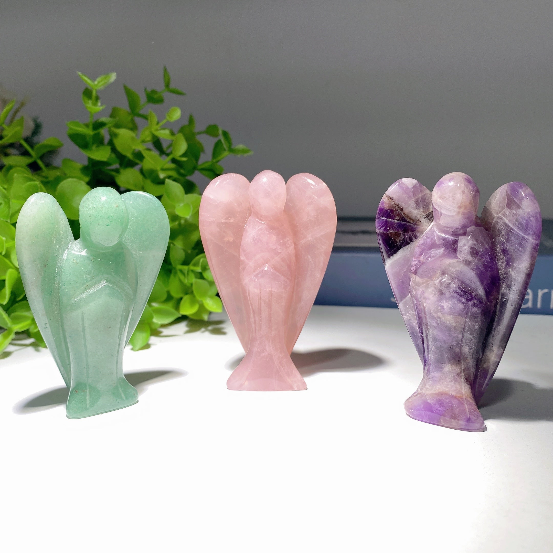 3-Inch Mixed Crystal Angel Carvings Healing Figurines