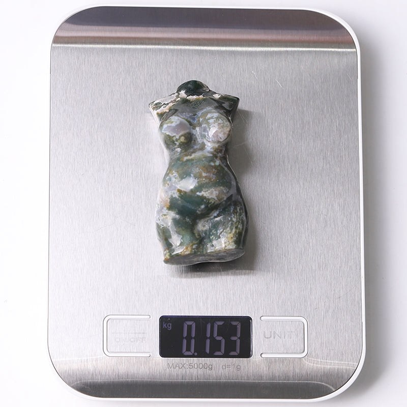 Figurine en cristal d'agate mousse de 7,6 cm sculptée pour la guérison