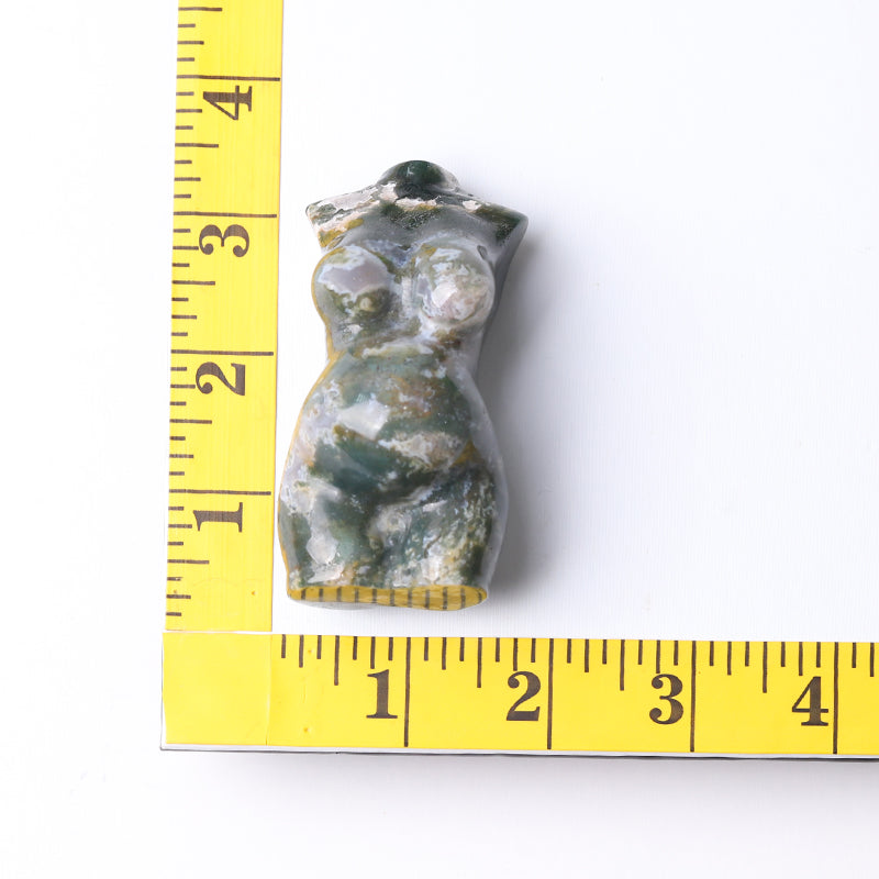 Figurine en cristal d'agate mousse de 7,6 cm sculptée pour la guérison