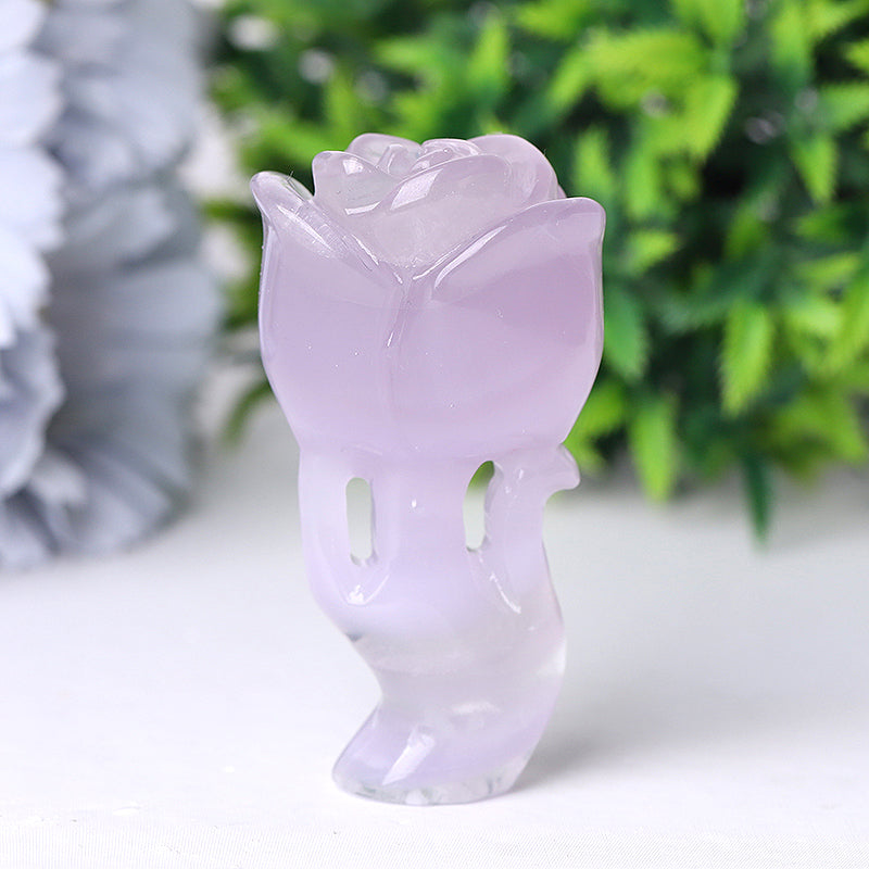 3-Inch Natural Fluorite Rose Flower Crystal Figurine
