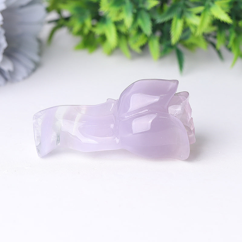 3-Inch Natural Fluorite Rose Flower Crystal Figurine