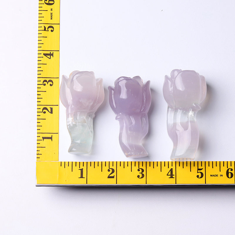 3-Inch Natural Fluorite Rose Flower Crystal Figurine