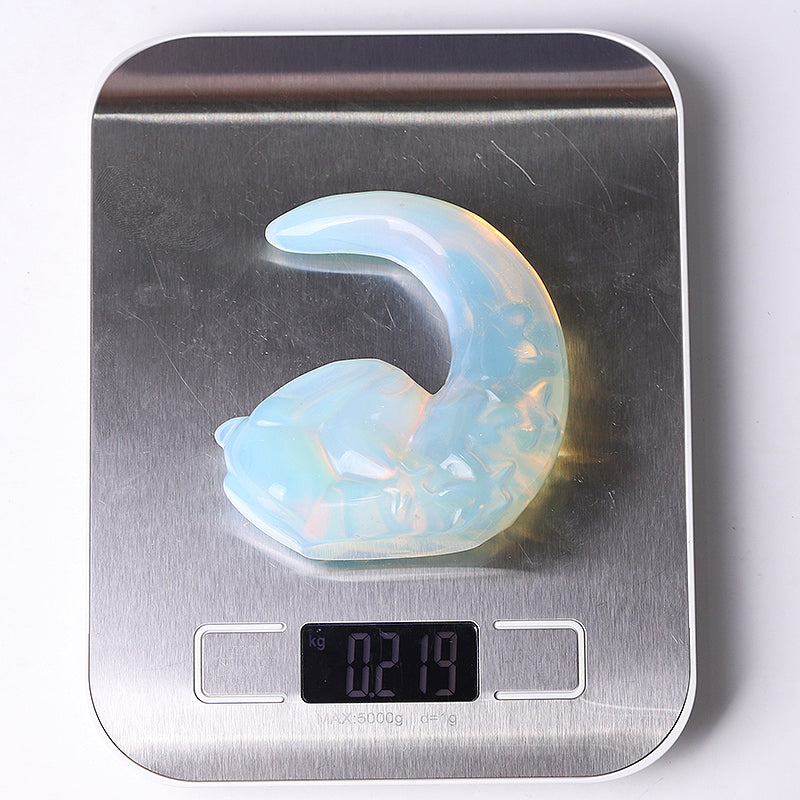 Figurine sculptée en cristal de lapin lune en opalite de 7,6 cm