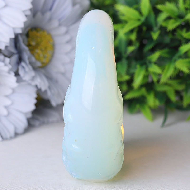 Figurine sculptée en cristal de lapin lune en opalite de 7,6 cm