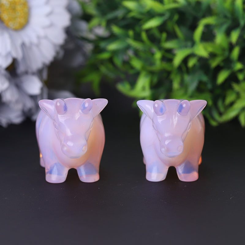 3-inch Pink Opalite Cow Crystal Carving for Emotional Healing