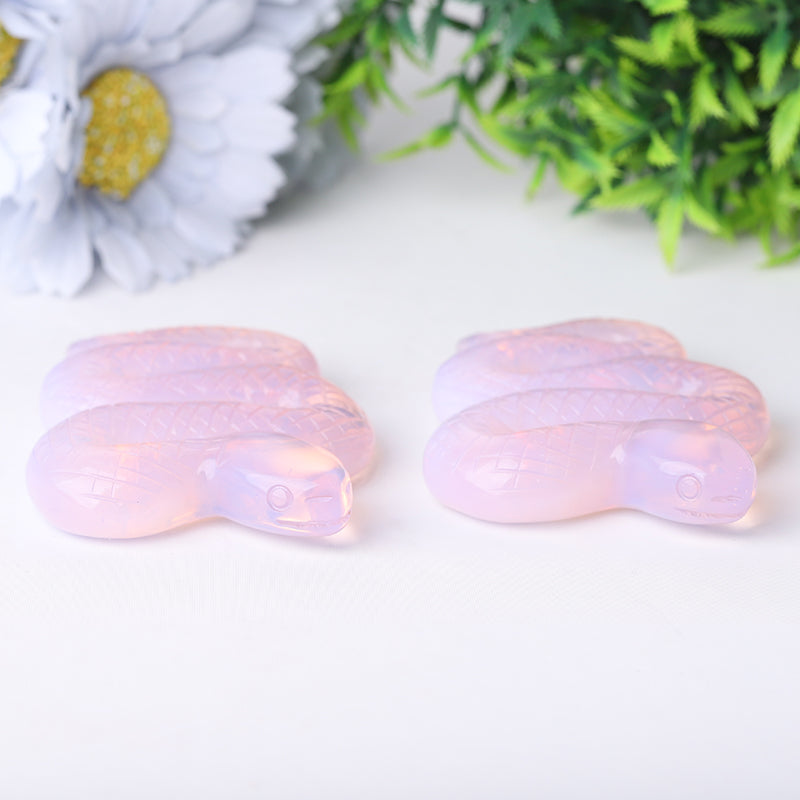 Figurine de serpent en cristal d'opalite rose de 7,6 cm pour la guérison