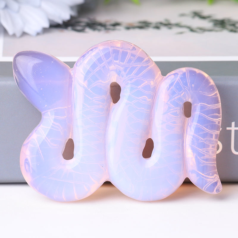 Figurine de serpent en cristal d'opalite rose de 7,6 cm pour la guérison
