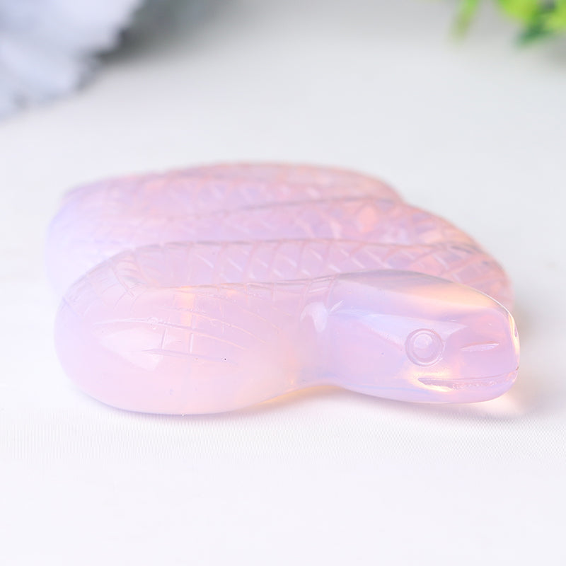 Figurine de serpent en cristal d'opalite rose de 7,6 cm pour la guérison