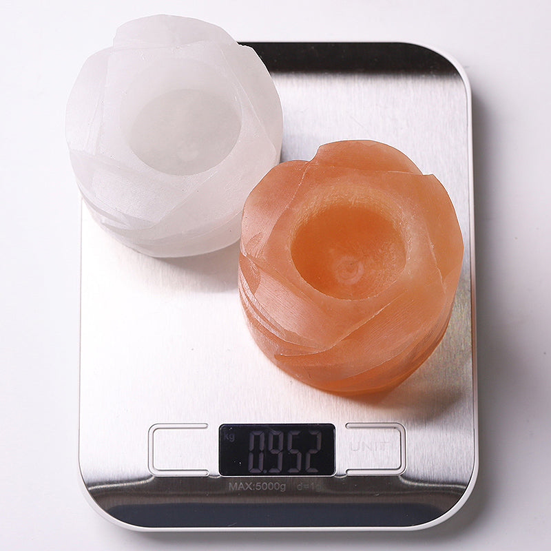 Bougeoir en sélénite de 7,6 cm pour la méditation et l'ambiance zen