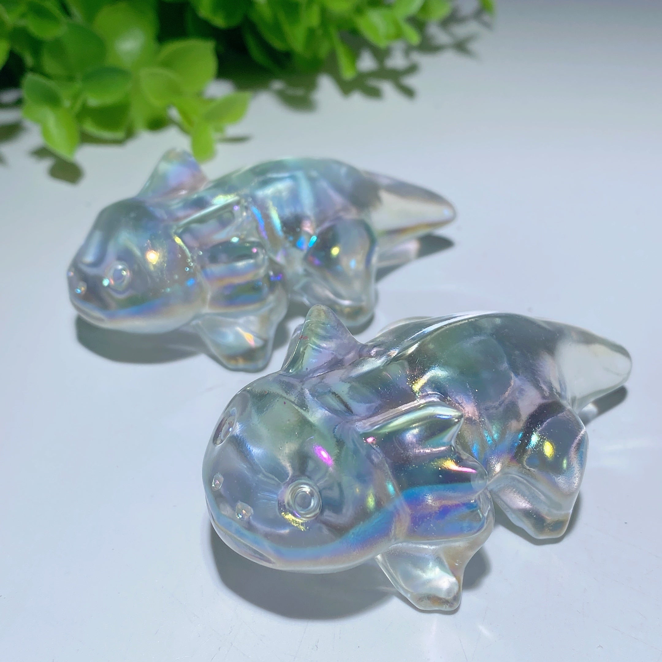 3-Inch White Crystal Salamander Healing Carving