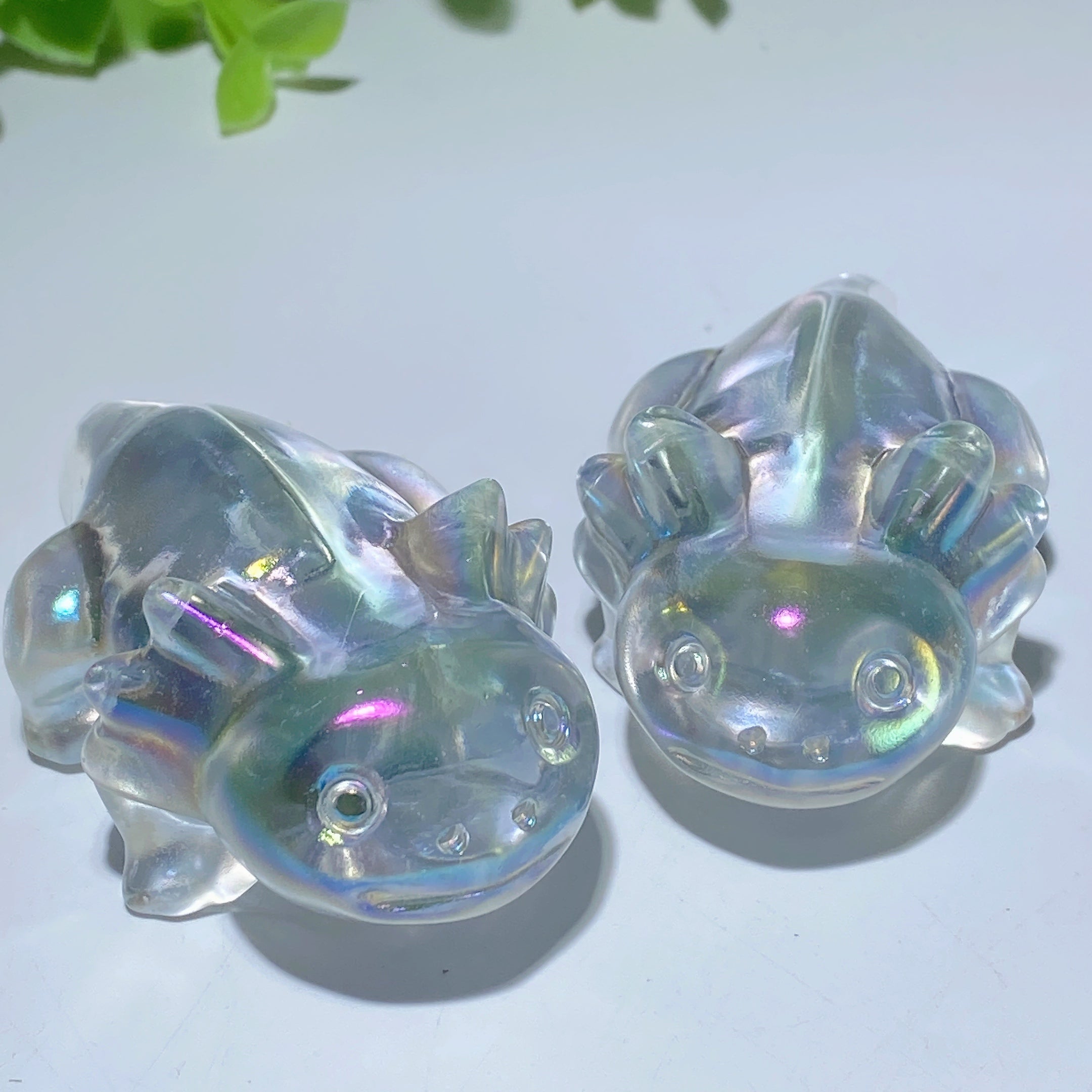 3-Inch White Crystal Salamander Healing Carving
