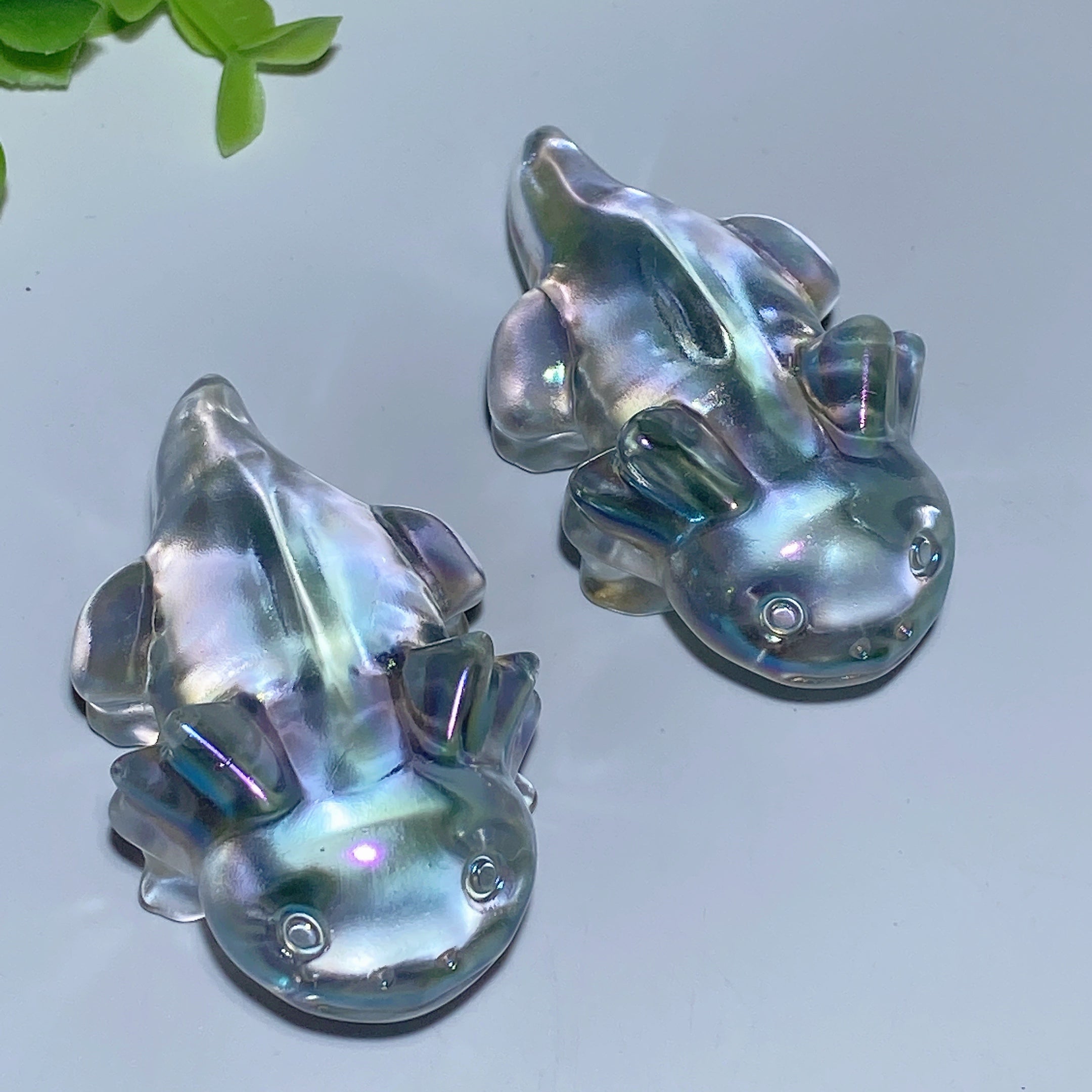 3-Inch White Crystal Salamander Healing Carving