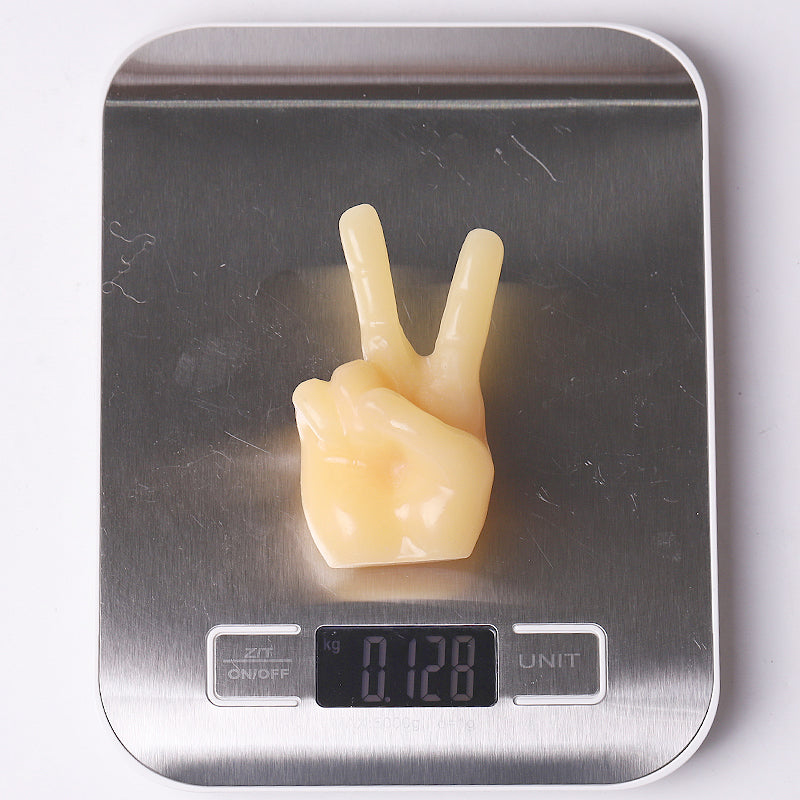 3-Inch Yellow Jade Victory Hand Crystal Figurine