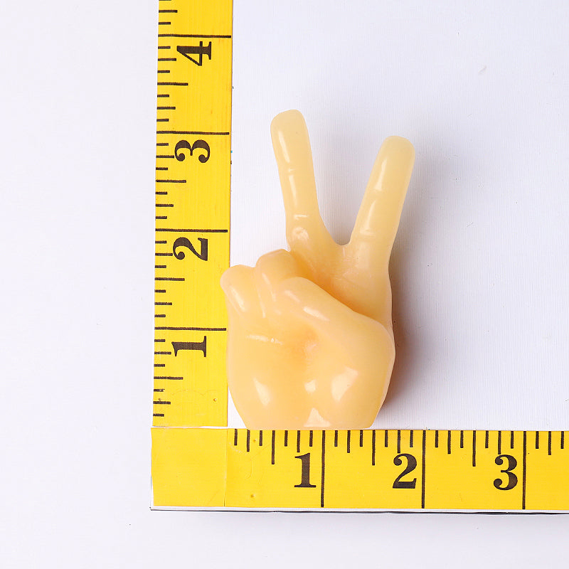 3-Inch Yellow Jade Victory Hand Crystal Figurine