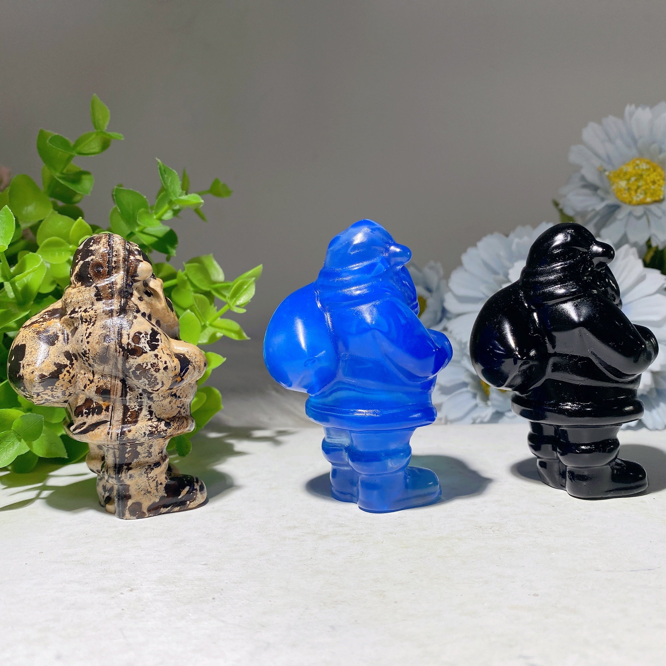 3" Mixed Crystal Santa Claus Figurine 150g Healing Carving