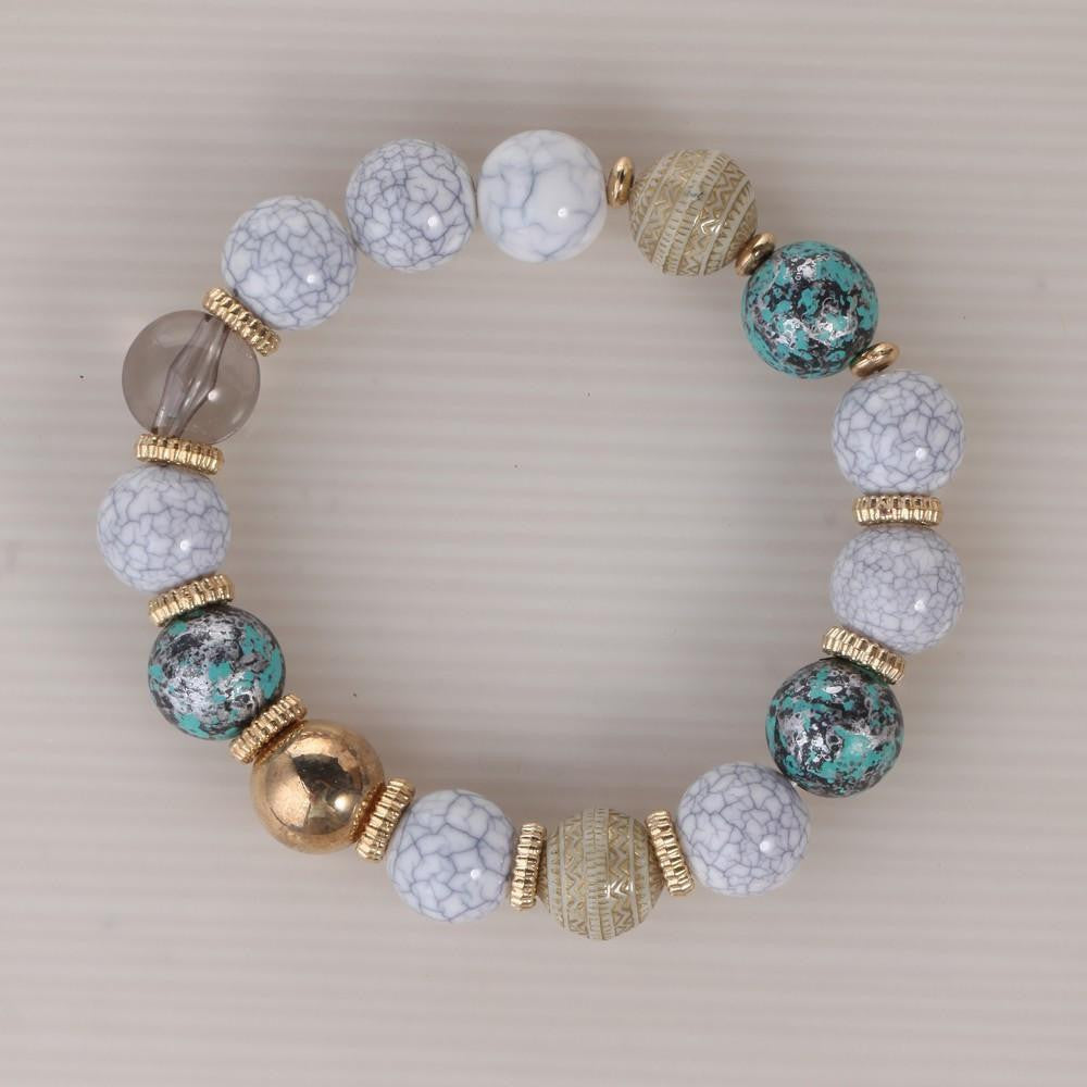 Ensemble de 3 bracelets bohèmes à breloques éléphant en perles de pierre et de bois