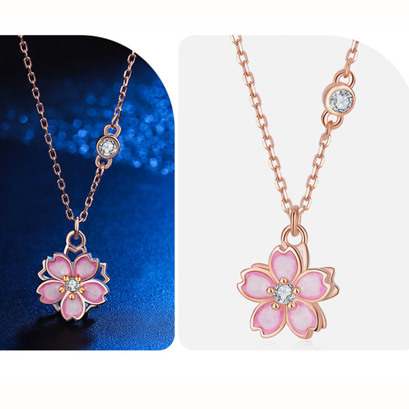 925 Sterling Silver Cherry Blossom Protection Necklace