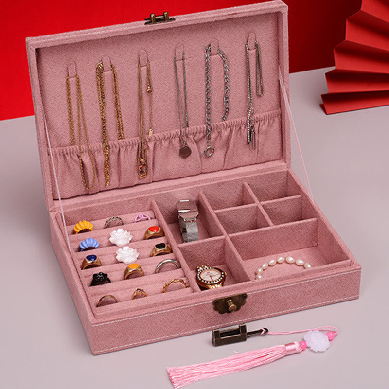 Flannel Jewelry Box Organizer with Lock | Spiritual Storage