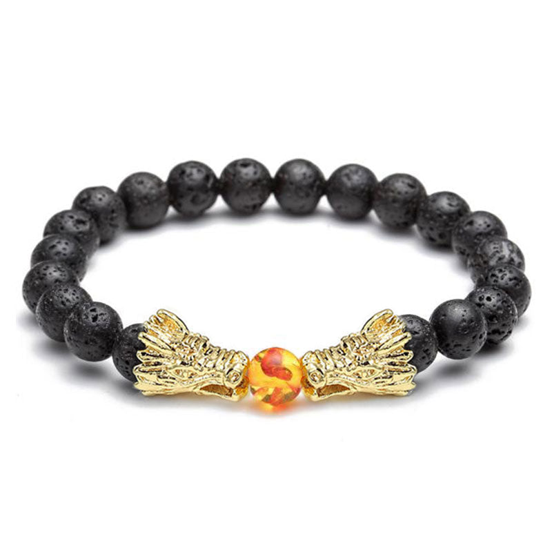 White Turquoise Lava Rock Dragon Blessing Bracelet