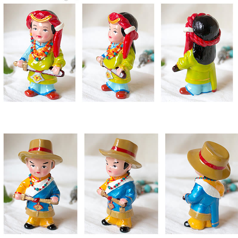 Figurines spirituelles tibétaines peintes à la main de 11 cm
