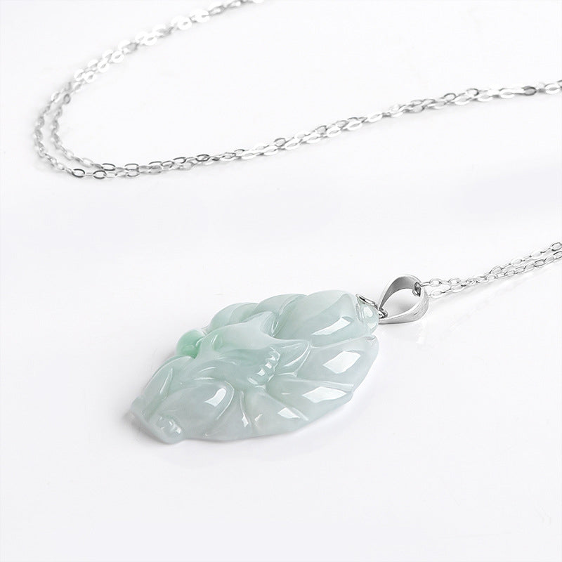925 Sterling Silver Jade Necklace Nine Tailed Fox for Prosperity