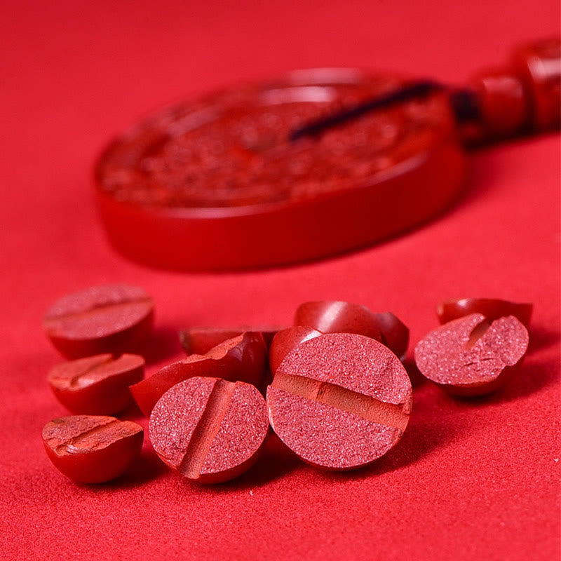 Cinnabar Necklace With Mountain Ghosts & Bagua Blessings Pendant