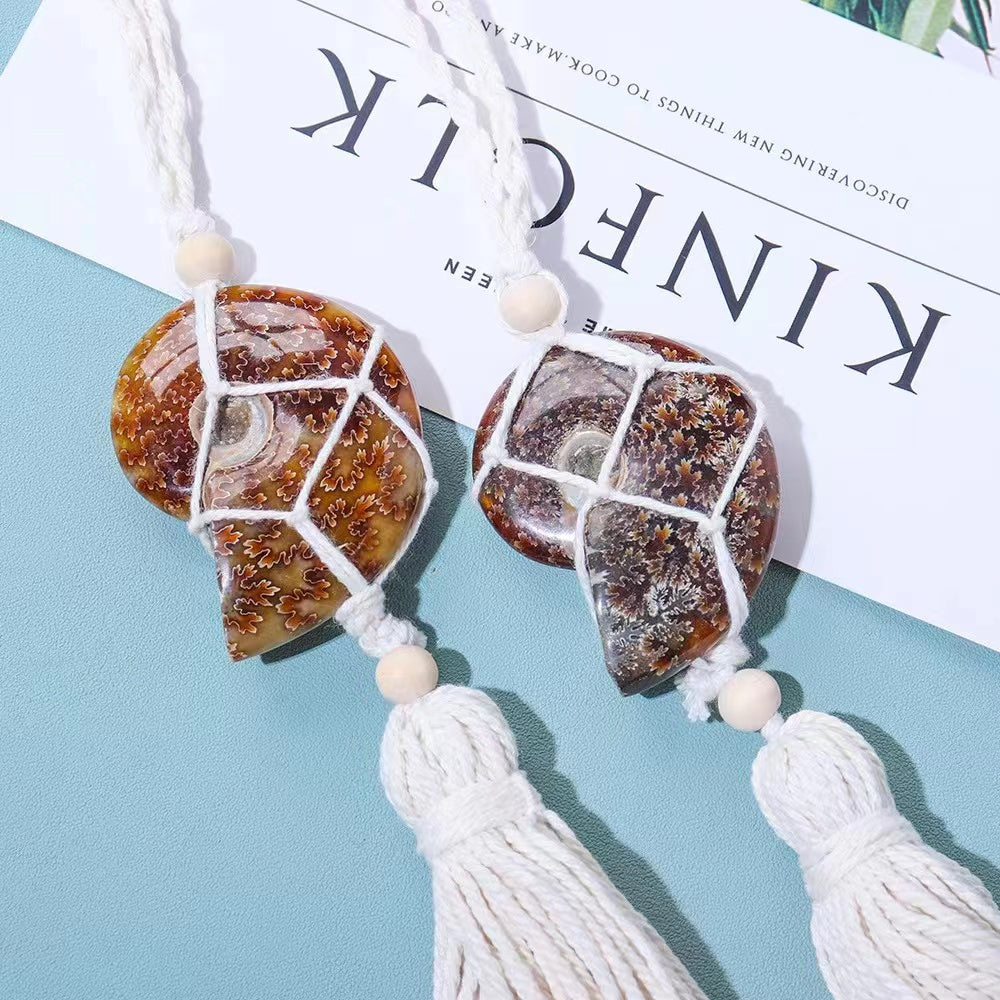 Décoration en cristal d'ammonite suspendue de 30 cm pour l'énergie domestique