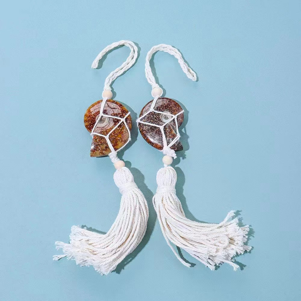 Décoration en cristal d'ammonite suspendue de 30 cm pour l'énergie domestique