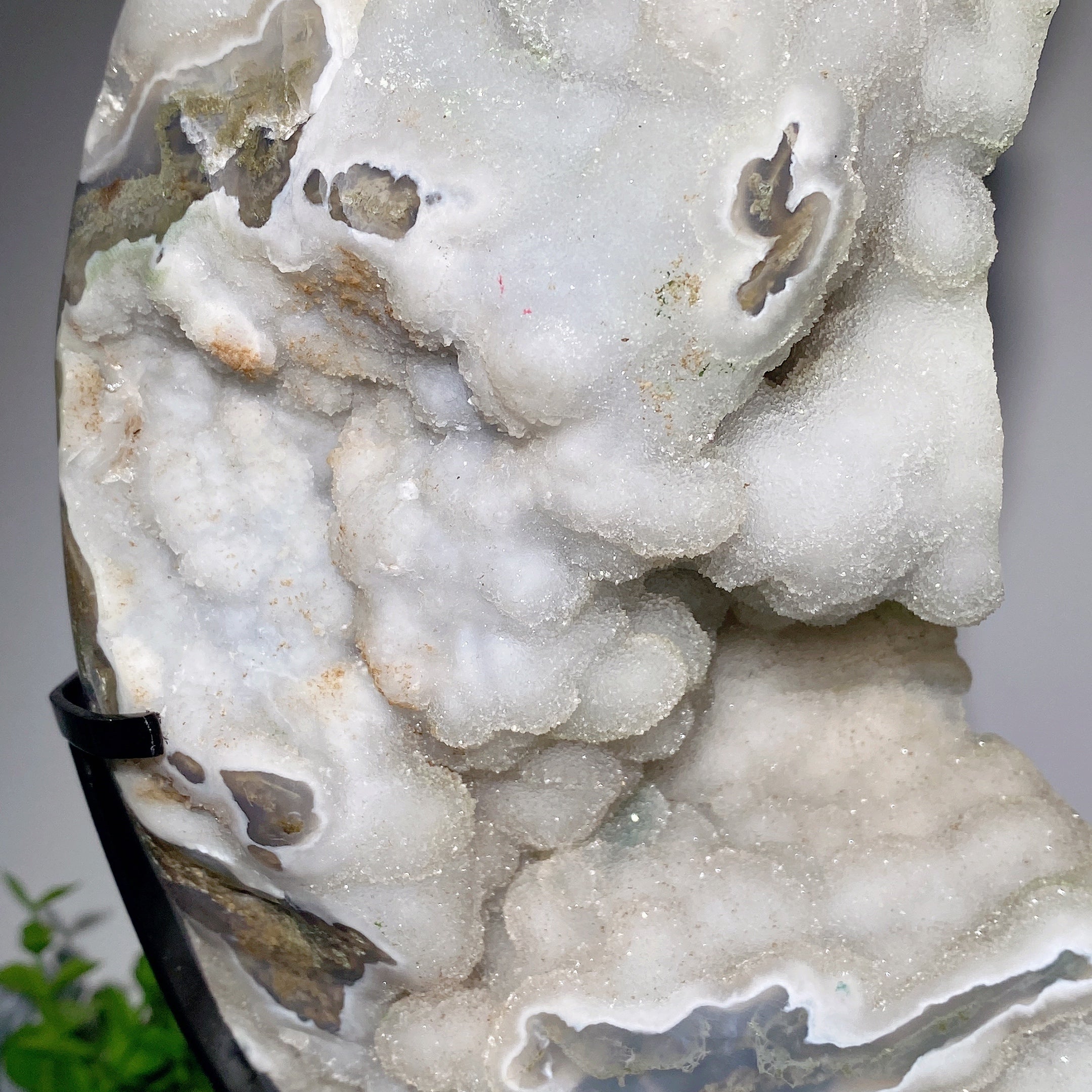 Agate mousse druzy de 30 cm, sculpture en cristal de lune pour la guérison