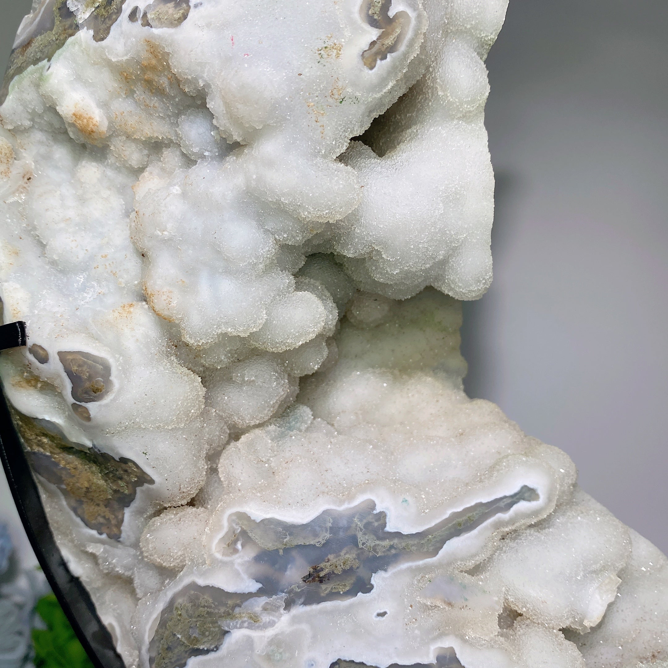 Agate mousse druzy de 30 cm, sculpture en cristal de lune pour la guérison