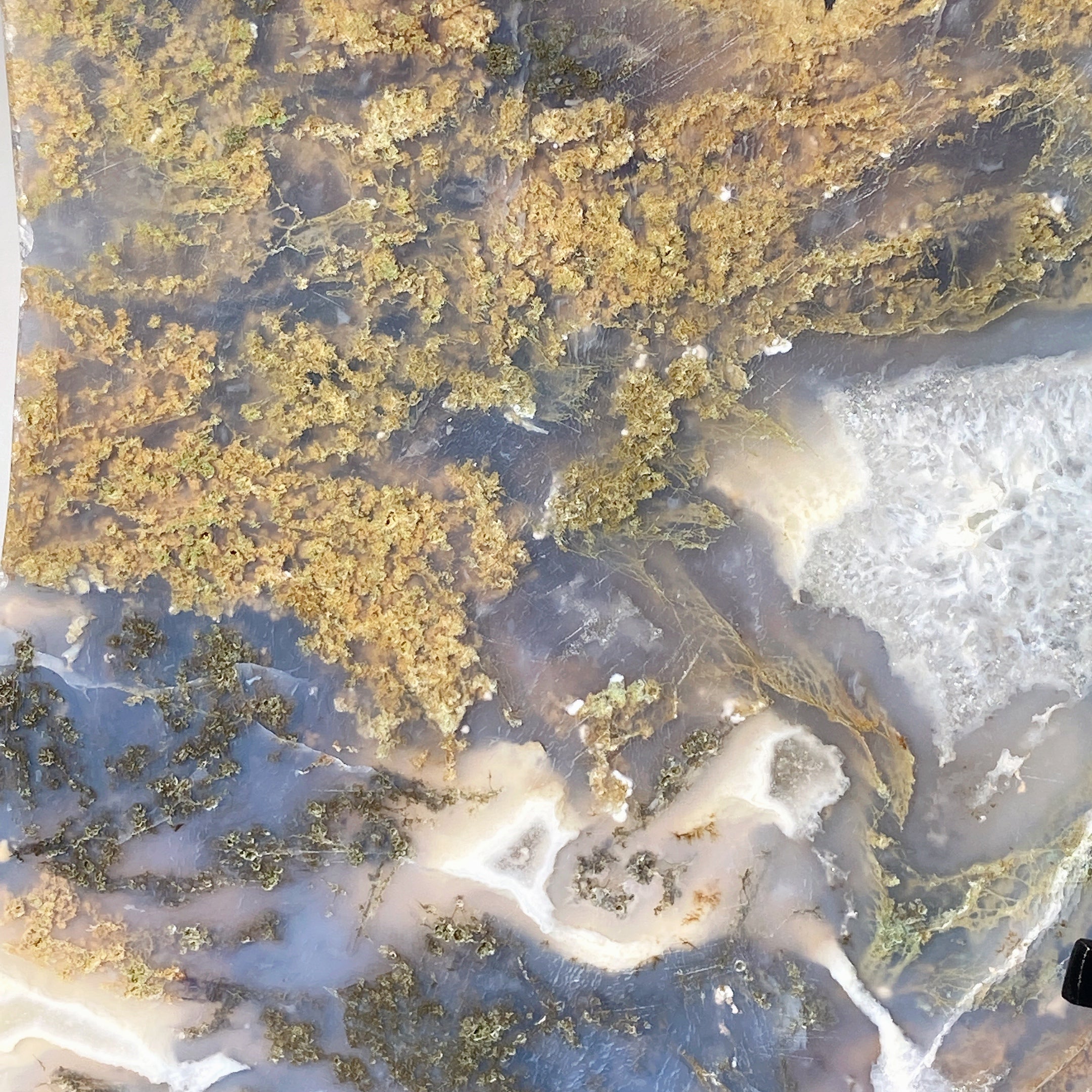 Agate mousse druzy de 30 cm, sculpture en cristal de lune pour la guérison