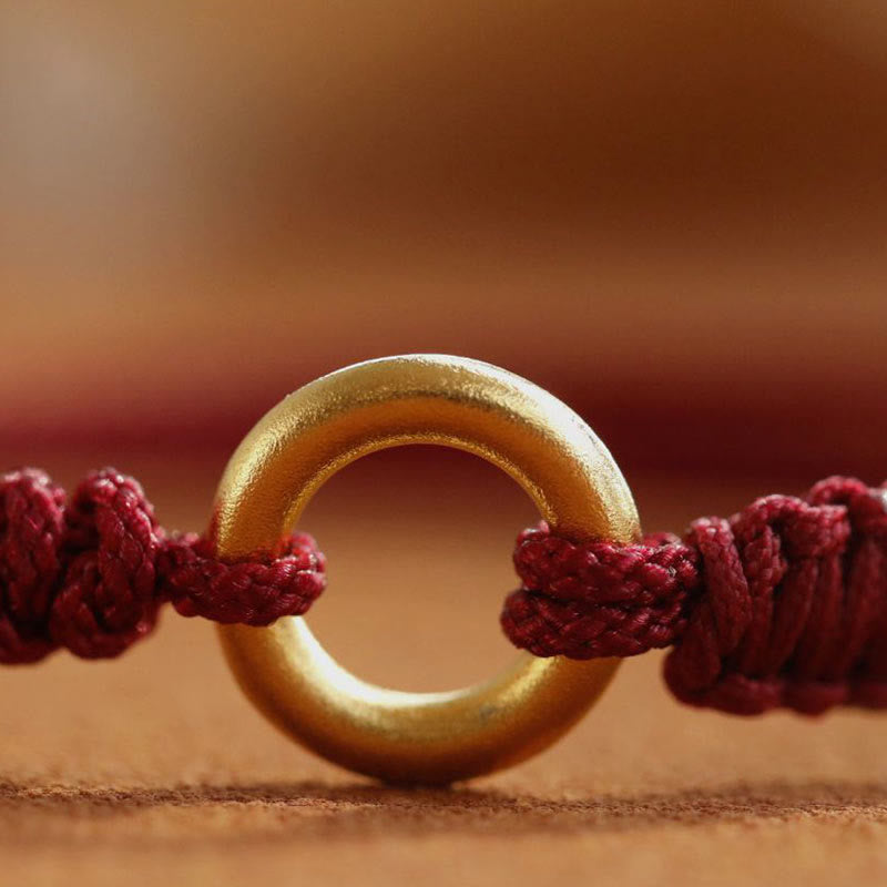 Alloy Peace Buckle Red String Bracelet for Protection & Luck