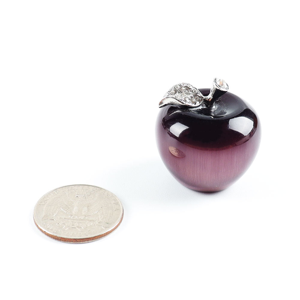 30mm Purple Cat Eye Crystal Apple Figurine for Peace