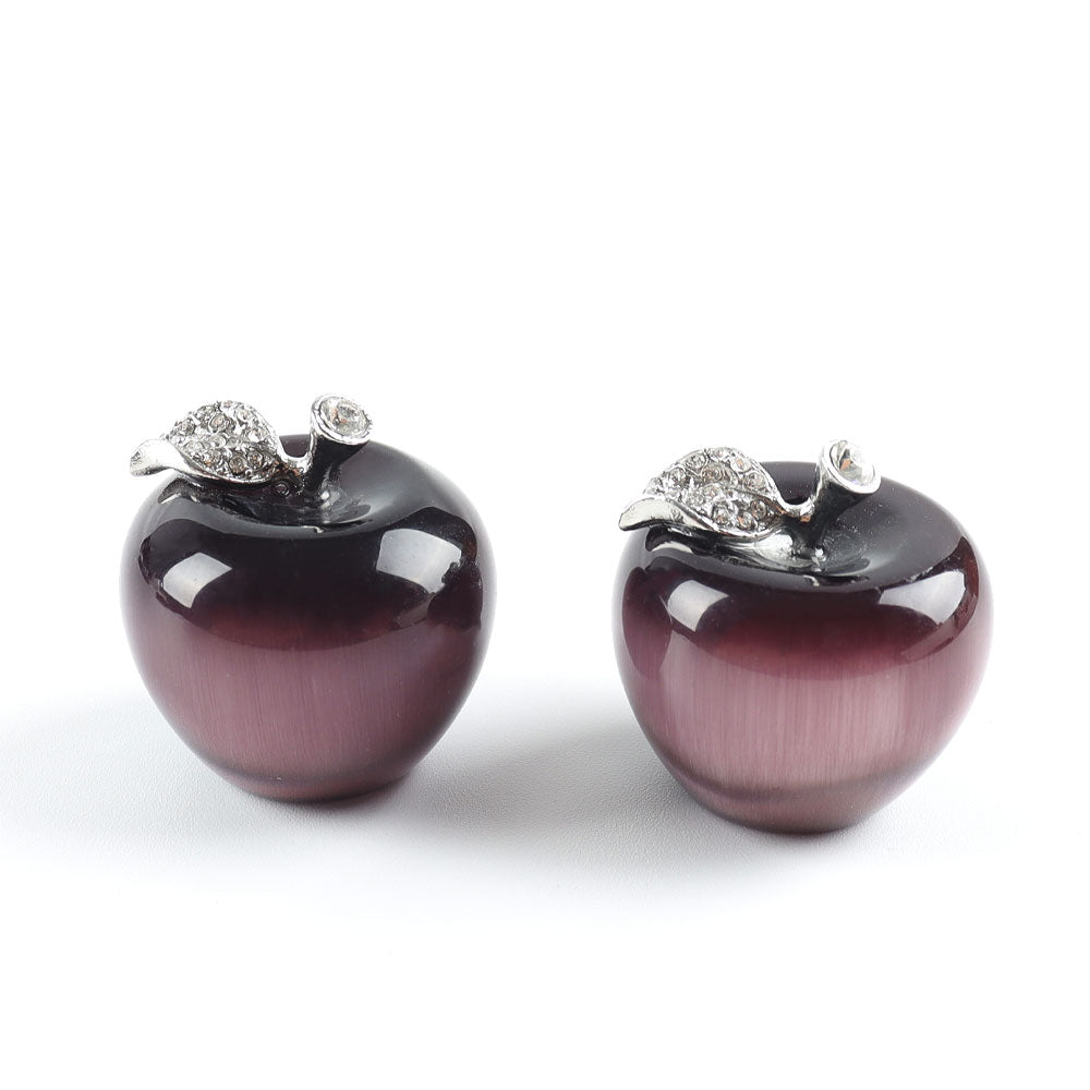 30mm Purple Cat Eye Crystal Apple Figurine for Peace