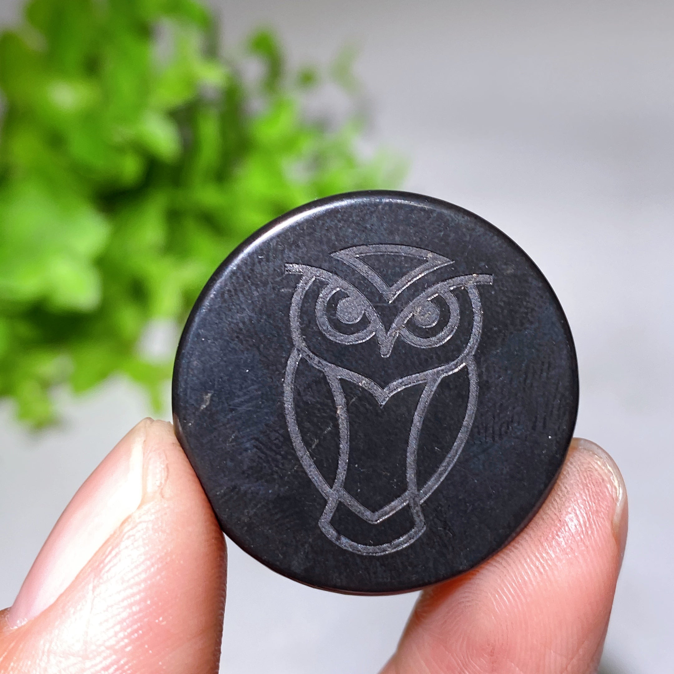 Dalle ronde en cristal de guérison schungite de 30 mm