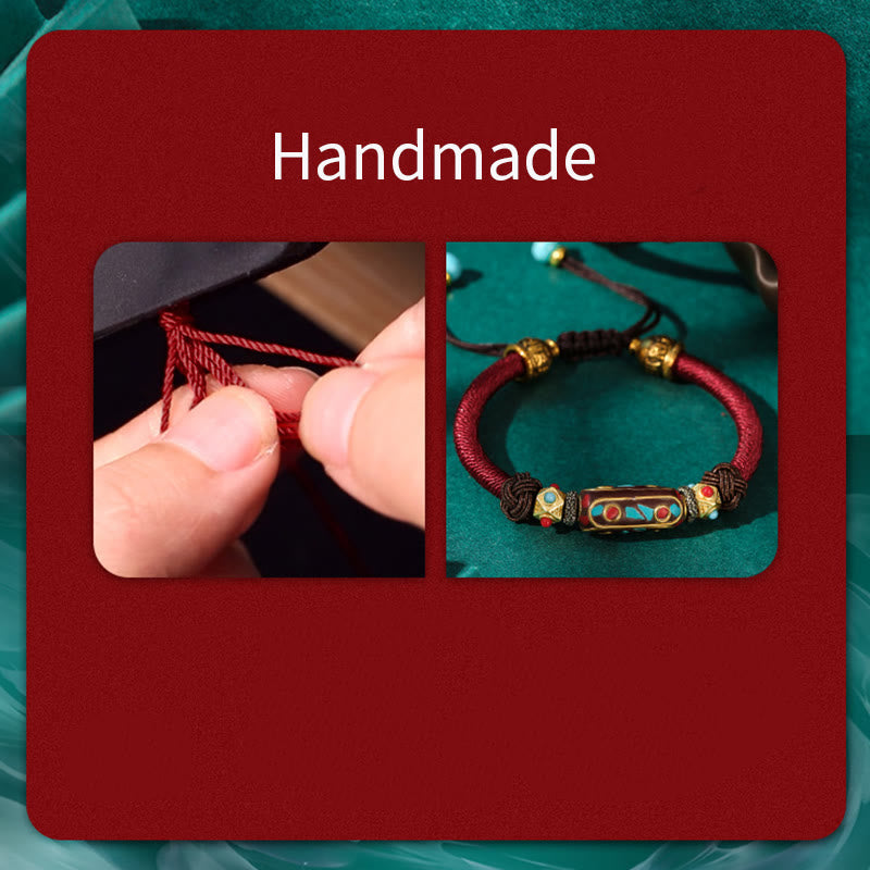 Unisex Tibetan Turquoise Om Mani Padme Hum Strength Bracelet