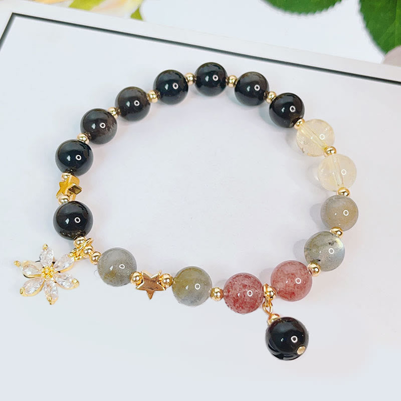 Silver Sheen Obsidian Love Heart Protection Bracelet