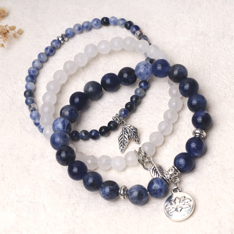 Amethyst Crystal Healing Bracelet with Lotus Symbol | 6-8mm Beads