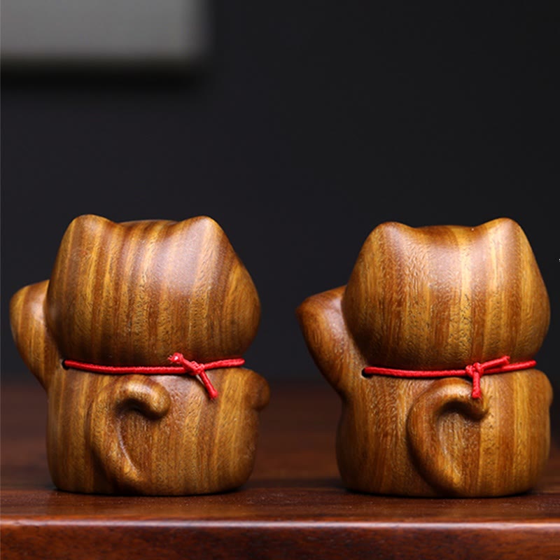Green Sandalwood Lucky Cat Decoration 4.5cm Peace Charm