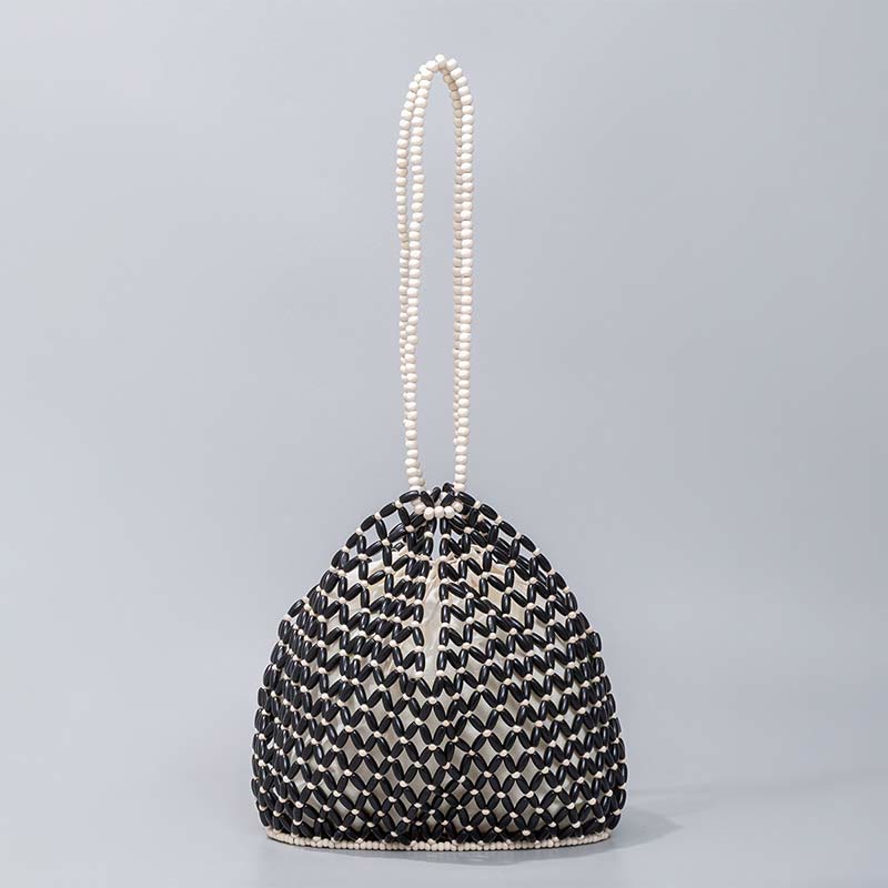 Wooden Beads Shoulder Bag | Eco-Friendly Yoga Tote 27cm