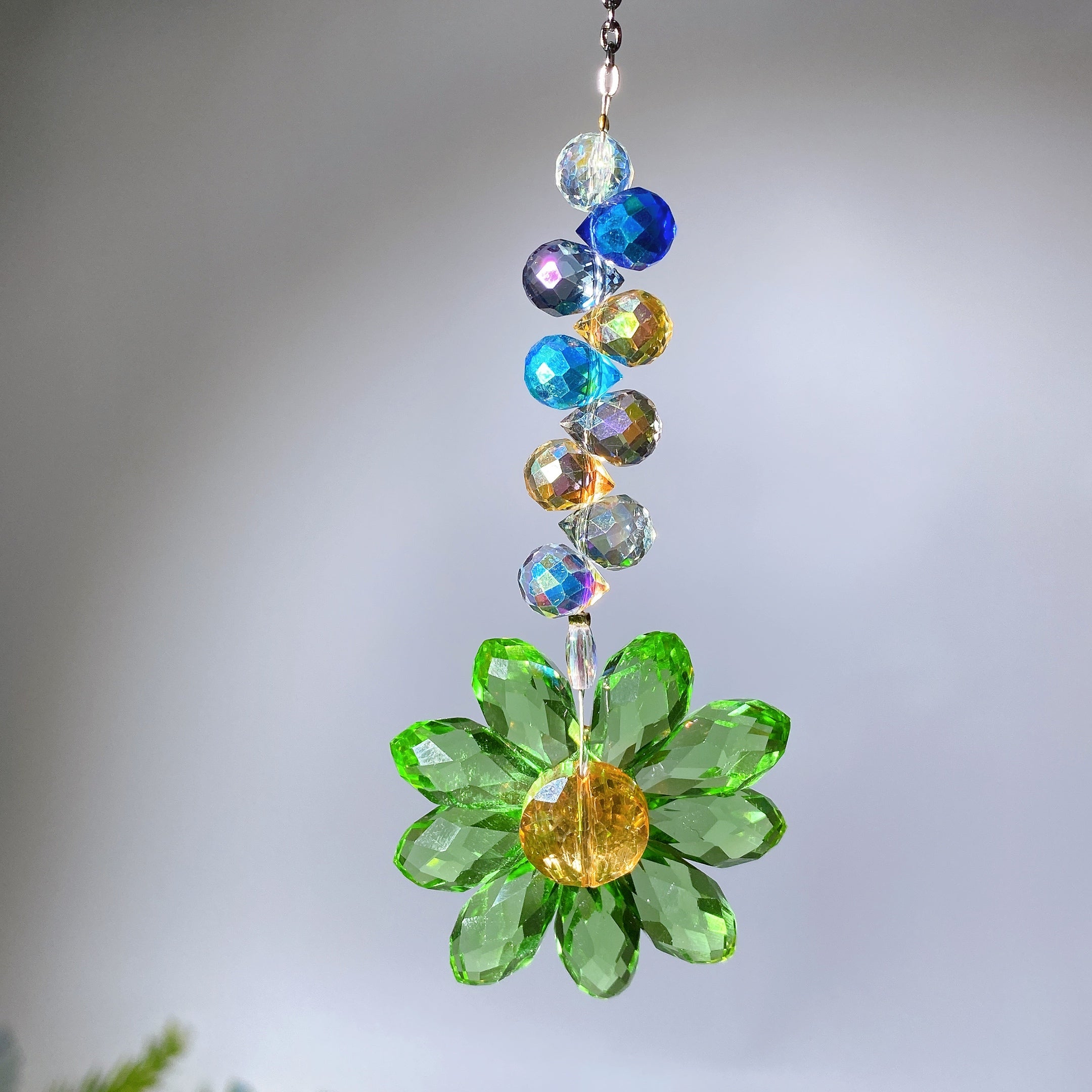 32cm Glass Sunflower Crystal Healing Suncatcher